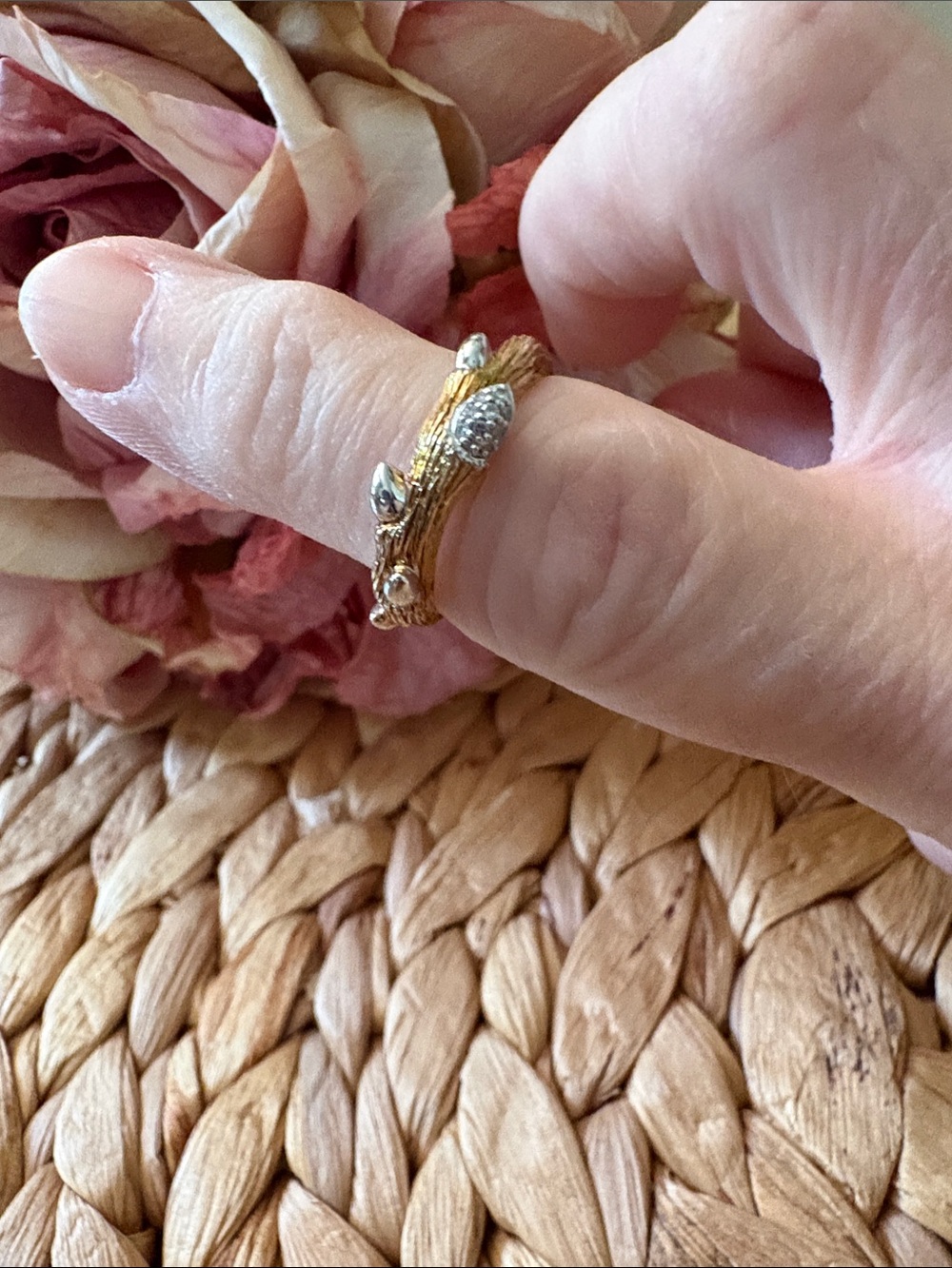Dweck Diamonds Gold Plated and Sterling Silver Twig Wrap Ring